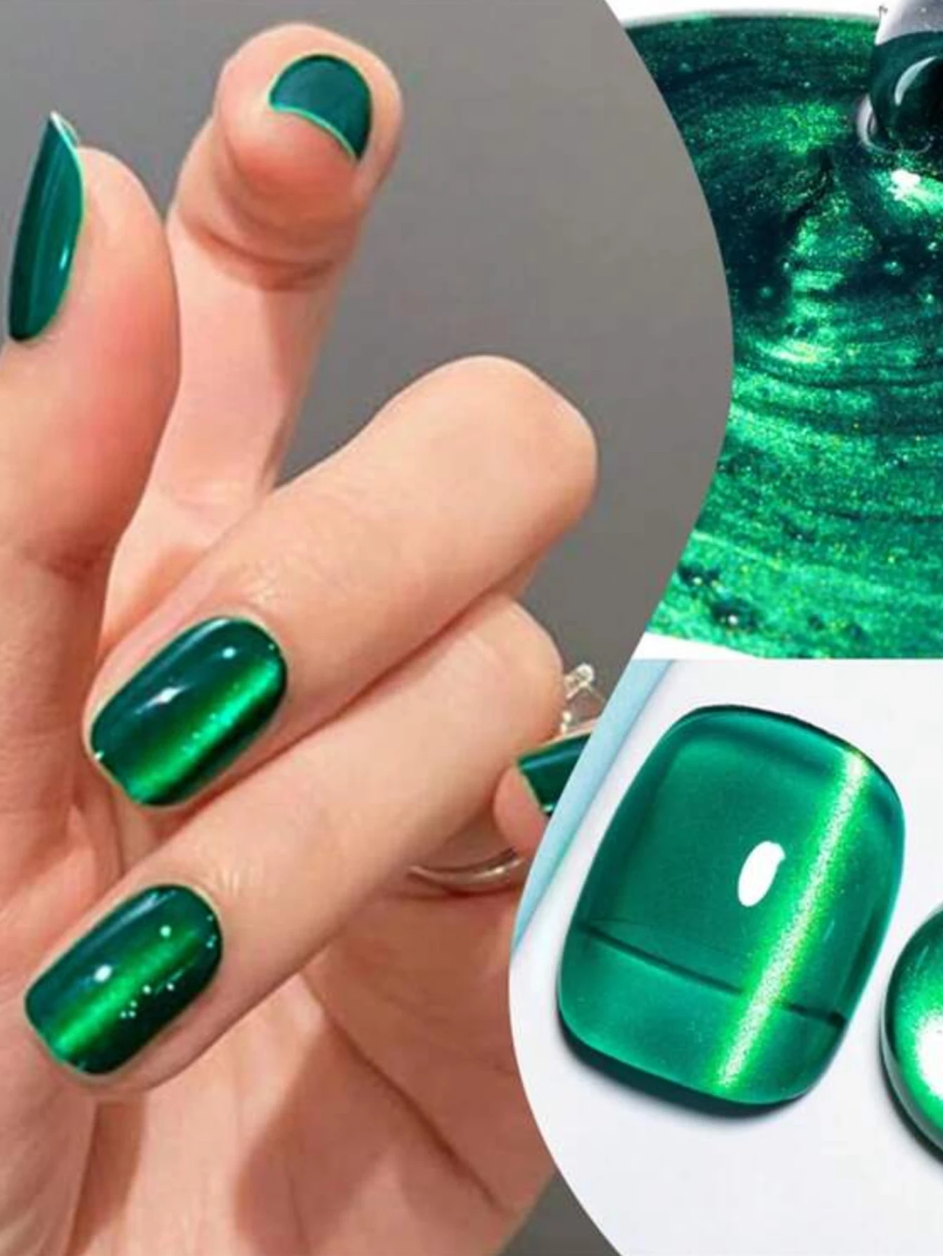 WS 10ML Selling Imperial Green Emerald Cat Eye Gel Nail Polish Green Nails Special Phototherapy Gel Nail Polish