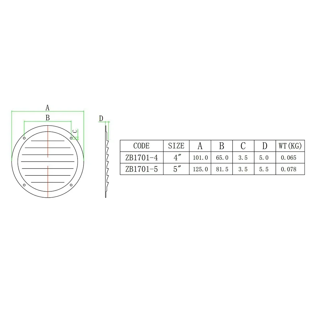 Air Vent Cover Extract Valve Grille Round Diffuser Ducting Ventilation Cover 316 Stainless Steel Air Vent Grille