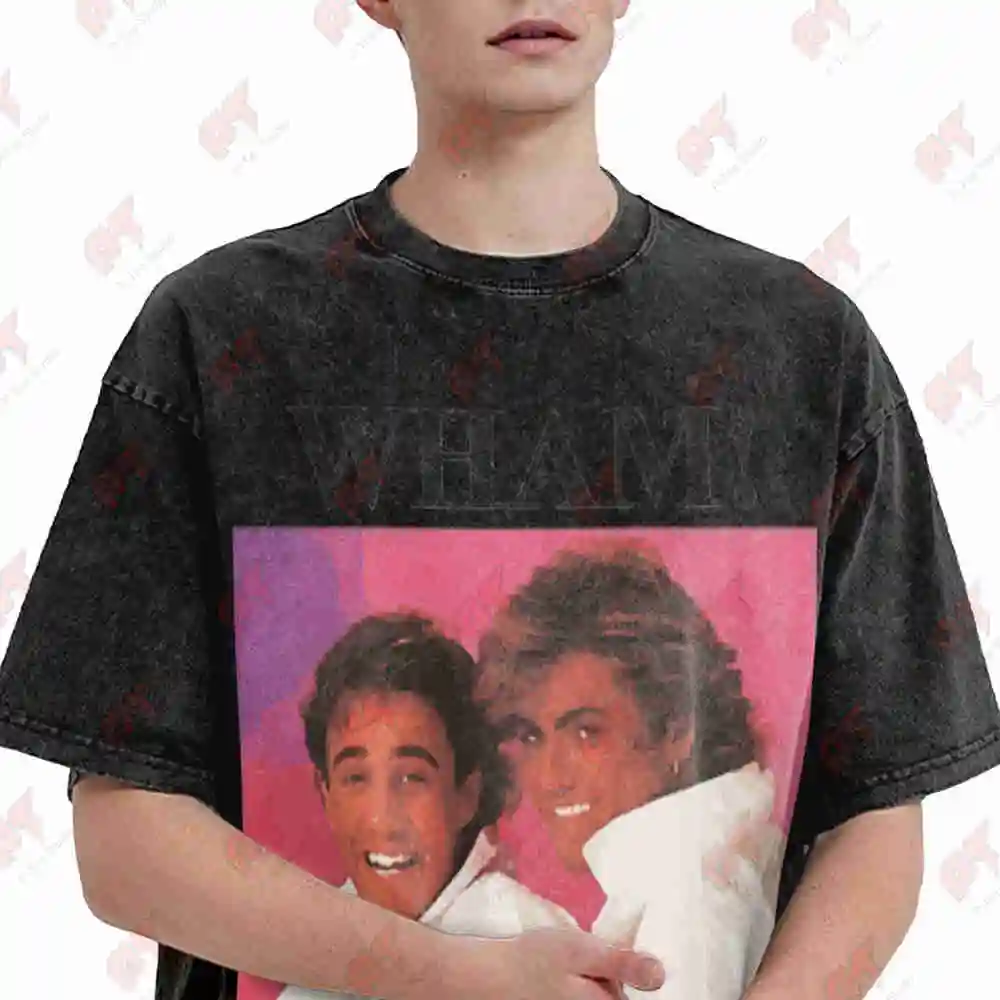 Retro Pop Art Vintage Wham George Andrew Vintage Washed Tee Pure Cotton T-Shirt