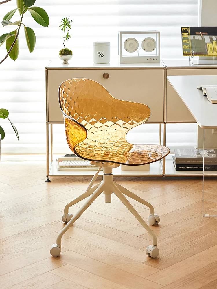 Lifting computer chair Light luxury transparent crystal chair Home sedentary comfortable office chair Rotating seat Bedroom