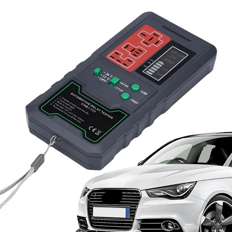 Car Relay Tester 12V 24V Electronic Automotive-Universal Motorcycles Battery Checker Alternator-Analyzer Diagnostic Tool