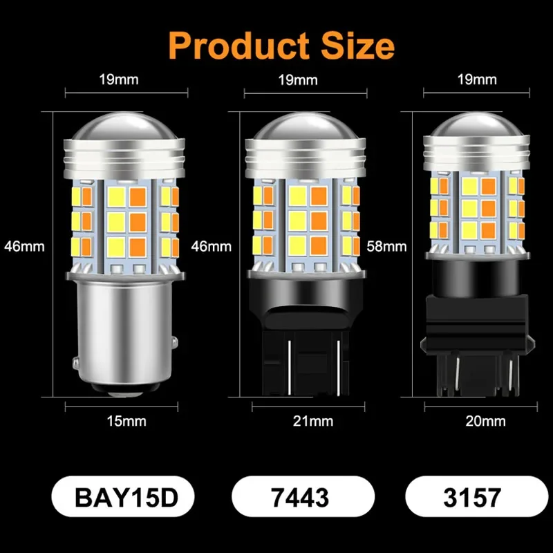 1 st Dual Kleur Parkeerlicht Led T25 3157 P27/7 W 45Smd Auto DRL Richtingaanwijzer Lamp Auto Gloeilamp 12 V AUTO Accessoires