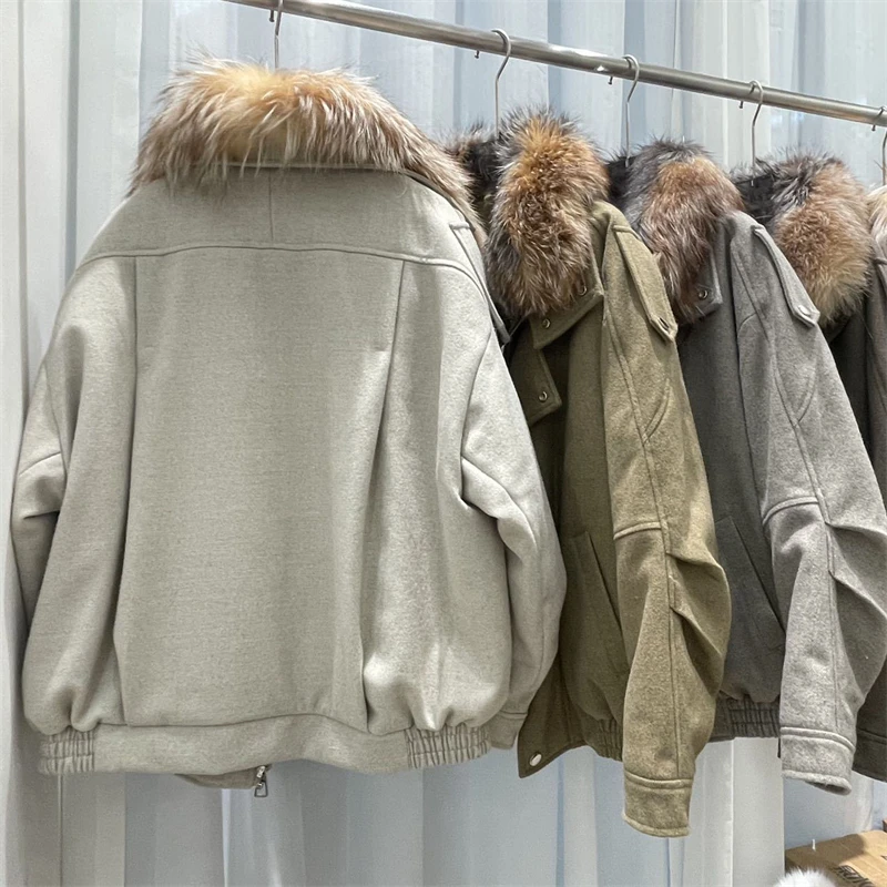 Winter New Natural Fox Fur Collar down Jacket Women's Mid-Length Fashion Loose Thick Warm White Duck down Outerwear