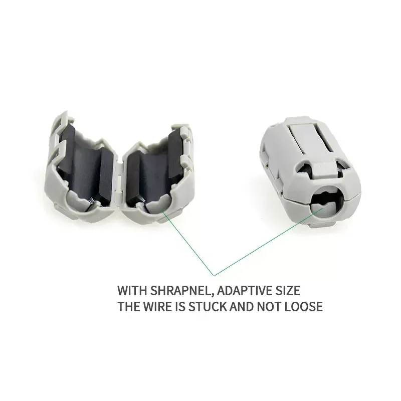 10Pcs Snap Magnetic Ring Ferrite Filter For Cable Shield Removable Inner Diameter 3.5/5/7/9/11/13/15MM Degaussing Filter