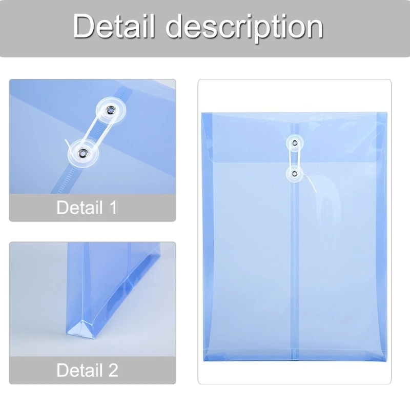 10Pcs Legal Size File Bag with String Closure, Top Loading Envelopes Clear Folder Document Pouches for Office School