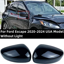 Pair Replacement Rearview Side Mirror Covers USA Model Not Light Hole For Ford Escape 2020 - 2024 Rear View Mirror Cover Trim