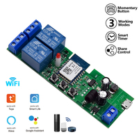 DC 7-32V 12V Tuya WiFi Relay Module 2 Channel USB 5V Wireless Smart Home Remote Control Switch with RF 433MHz Alexa Googole Home