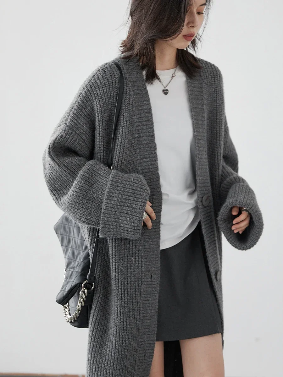 CHIC VEN Women Cardigan Loose New Basic Long Casual Knitted Jumpers Soft Sweater Coat Woman Clothing Autumn Spring 2023