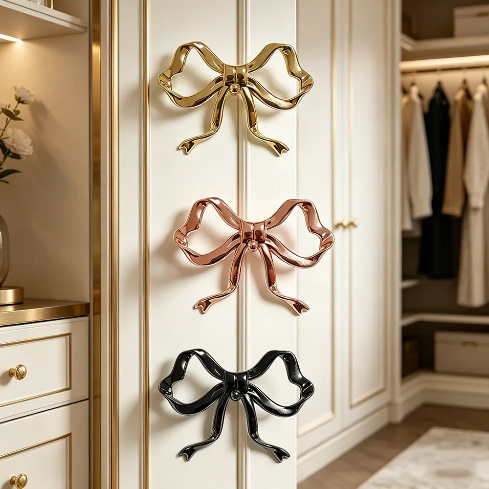 1/2/4/6pcs Retro Bow Cabinet Handles Screws Alloy Cabinet Handles Dressing Table Wardrobe Kitchen Universal Handle Decoration
