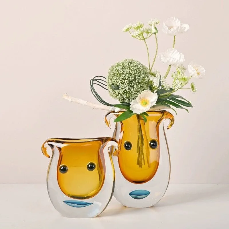 Amber light luxury transparent vase fashionable living room embellishment