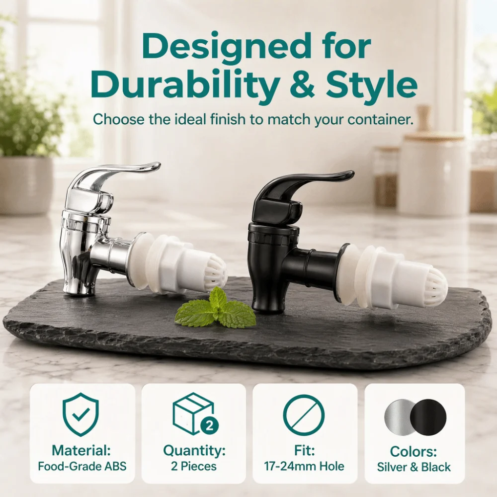 2pcs Food Grade Wine Bottle Plastic Faucet with Filter Electroplated Water Dispenser Switch Tap Jar Wine Barrel Special Faucet