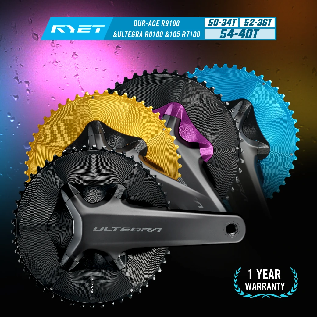 RYET Aero dynamic Crankset Chainring 50-34T/52-36T/54-40T 12Speed Fit For Shimano R9200 R8100 R7100 Road Bike