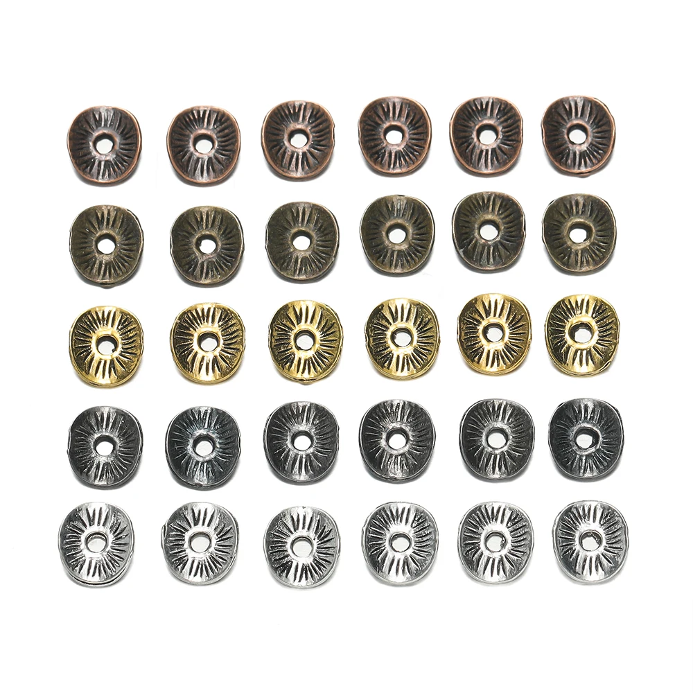 50/100 pz Della Lega di Bronzo Antico Rotondo Del Distanziatore Perline Pendenti e Ciondoli Per Fai Da Te Braccialetti di Perline Collana di Gioielli Fatti A Mano Che Fanno Accessori