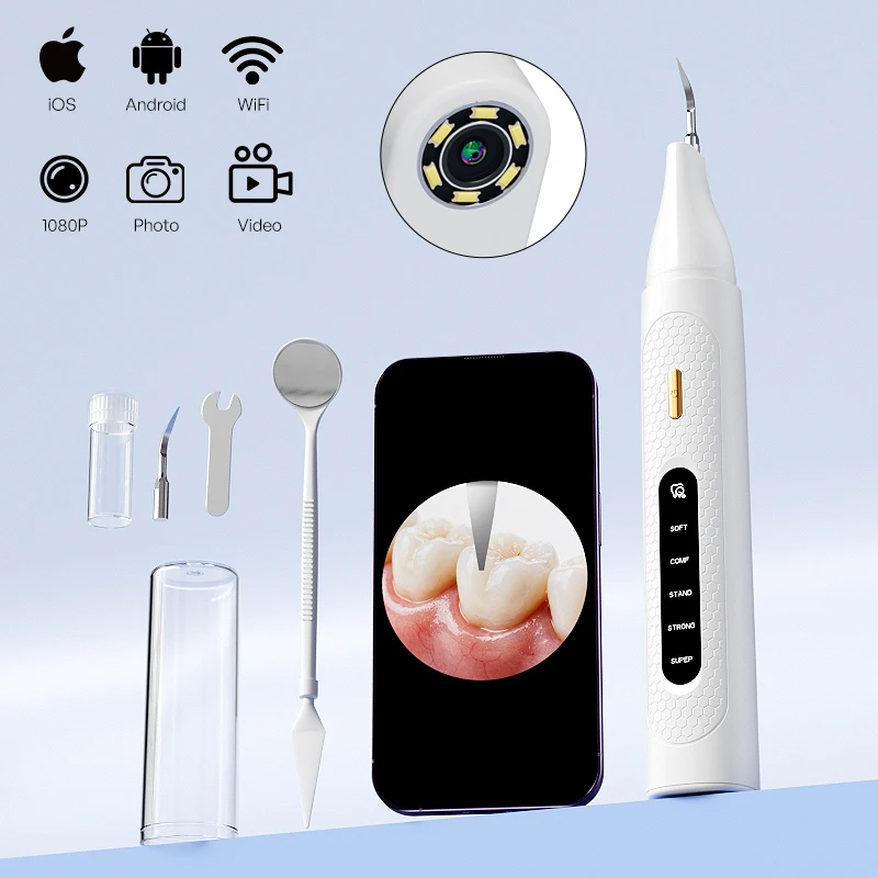 WiFi Visual Electric Ultrasonic Dental Scaler for iOS/Android Oral Tartar & Calculus Remover Teeth Stain Cleaner for Oral Care