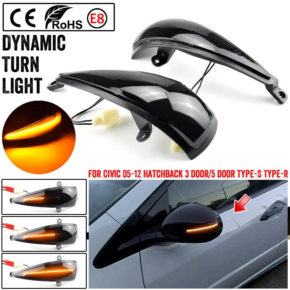 

2Pcs LED Dynamic Turn Signal Light For Honda Civic 2005-2012 Hatchback 3 door/5 door Type-S Type-R Dynamic Turn Signal Light