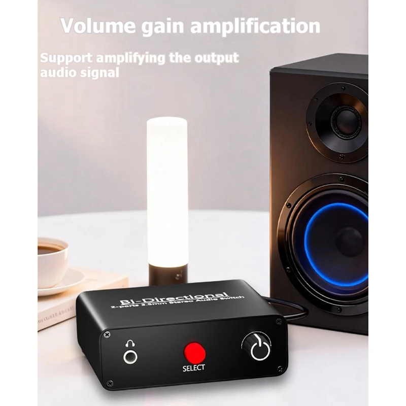 Super Sale 2 Port 3.5mm Stereo Audio Switcher Bi-Directional Audio Switch Splitter Box 2 in 2 Out Audio Switch with Volume Knob
