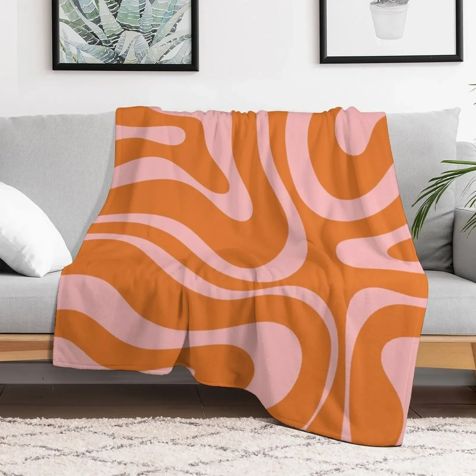 Liquid Candy Retro Abstract Pattern in Pink and Orange Throw Blanket Sofa Quilt Beach Thin blankets and throws Blankets