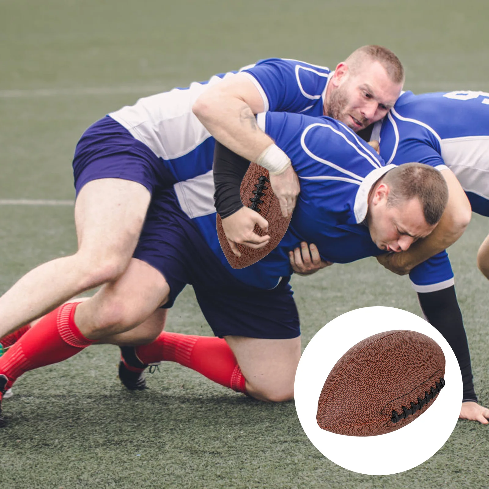 

1pc Professional Rugby Ball Pu Material For Player Training Athlete Exercising Football Rugby Practicing Supply Team Sports