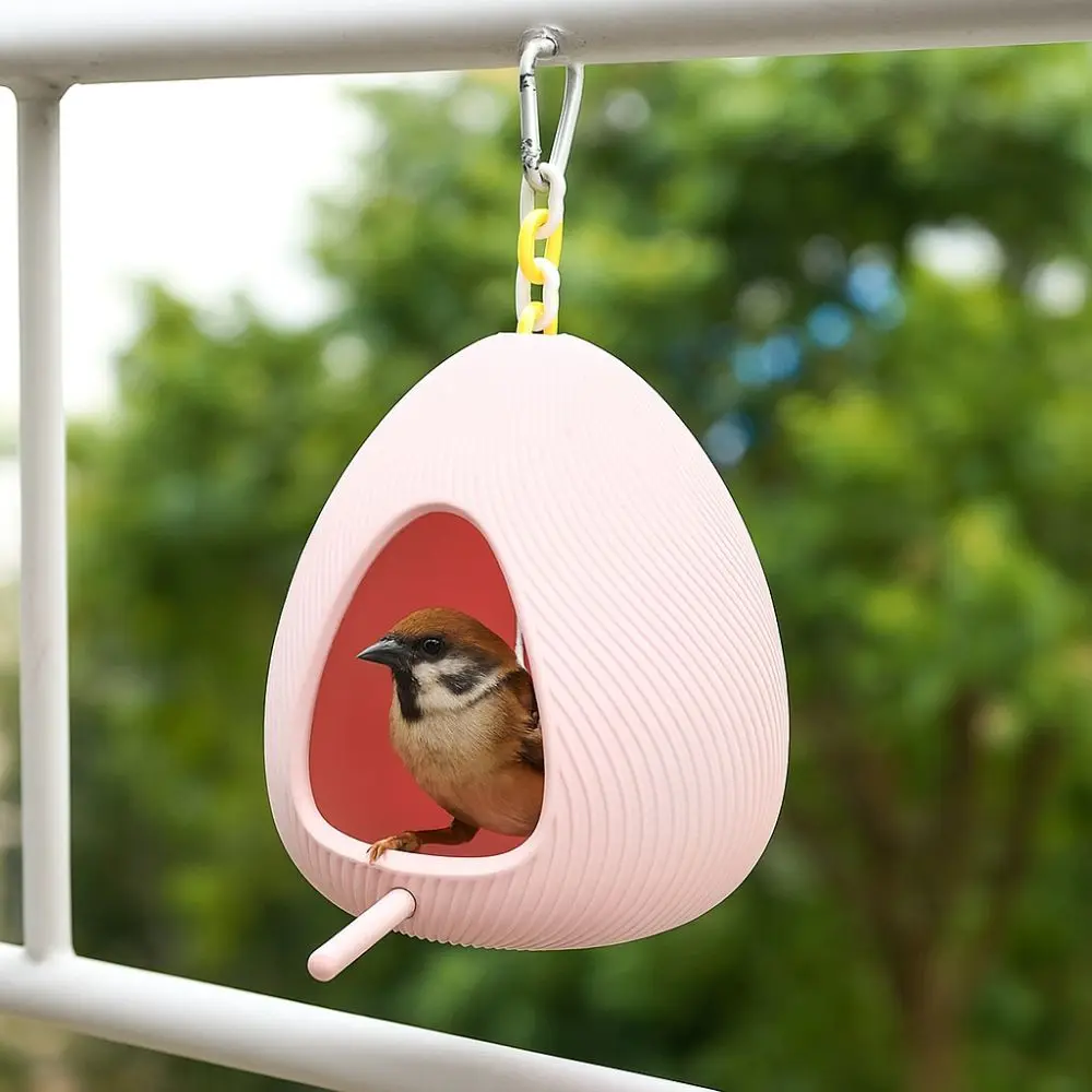 

Practical Egg Shape Hanging Birdhouse Stable with Stand Parrot Hammock Bite Resistant Parrot Feeding Station Rest