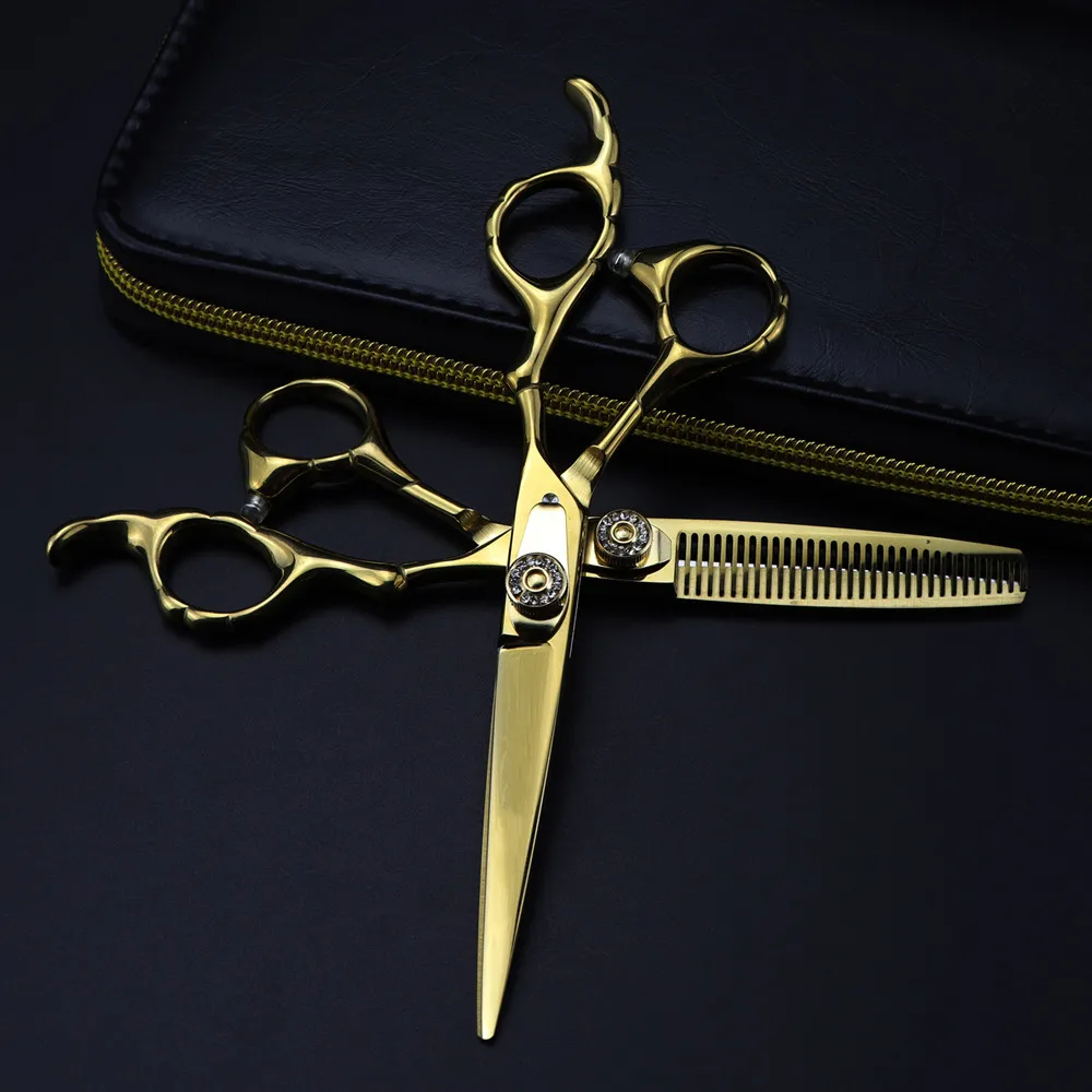 

Professional JP 440c steel 6 '' Upscale Gold scissor hair scissors haircut thinning barber cutting shears hairdressing scissors