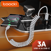 Toocki USB A Cable to Type C 3A Fast Charging Spring-Braided USB Cable 1.5M 1/2Pcs for iPhone 16 Xiaomi Phone Charger Data Cord