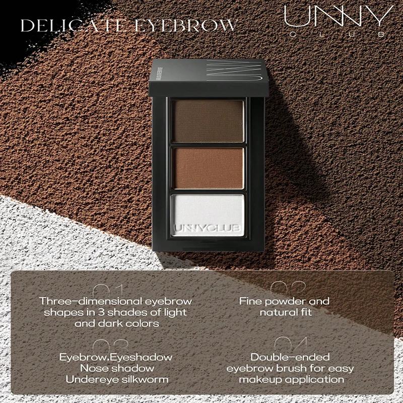 Paleta de polvos para cejas mate, gradación y contorno naturales, resistente al agua y al sudor, con espejo y 2 pinceles