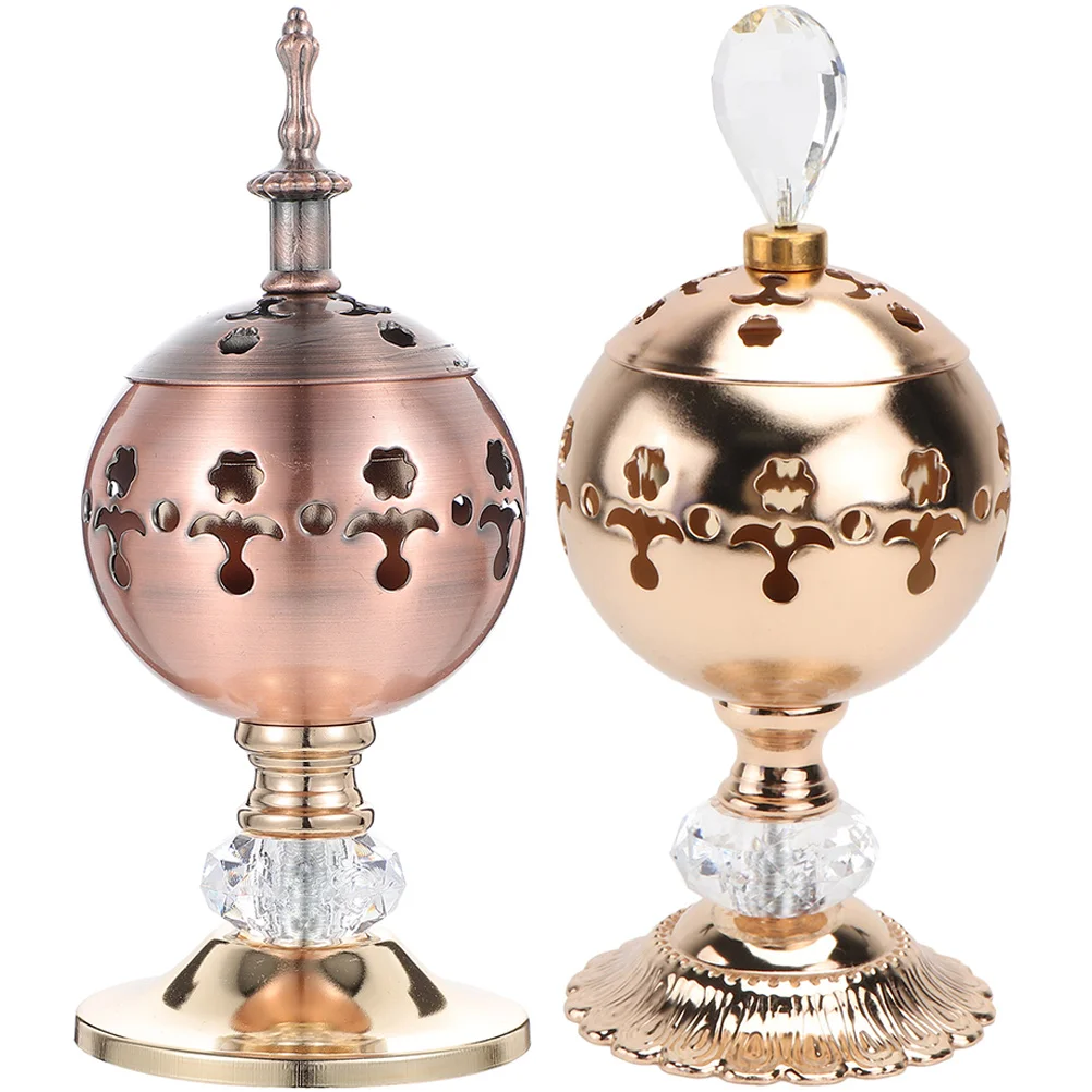 

2pcs Metal Holders European Style Sturdy Hollow Incense Burner Home Bedroom Decor Votive Tea Light Pillar Stand nament