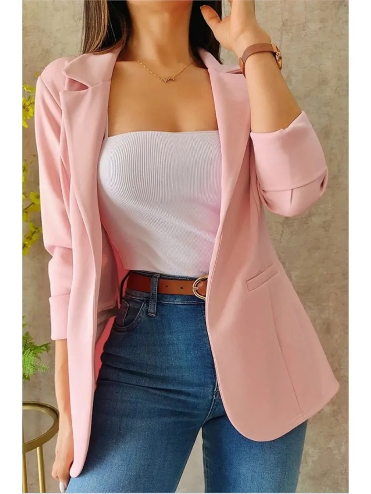 Elegant Women's Blazer New Autumn Winter Long Sleeve Casual Solid Color Slim Cardigan Coat Jacket For Women Office Lady Blazers
