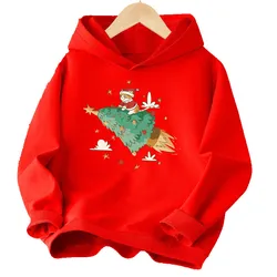 Christmas Cat Hoodie For Girls Magic Christmas Tree Hoody Sweatshirt Xmas Holiday Apparel Christmas Gift For Cat Lover