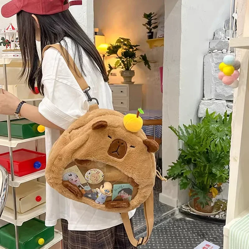 

1-4PCS Kapybara Plush Bag Handbag Tangerines Bag Anime Peripheral Products Cute Kapybara Student Plush Bag Birthday Gift Bags