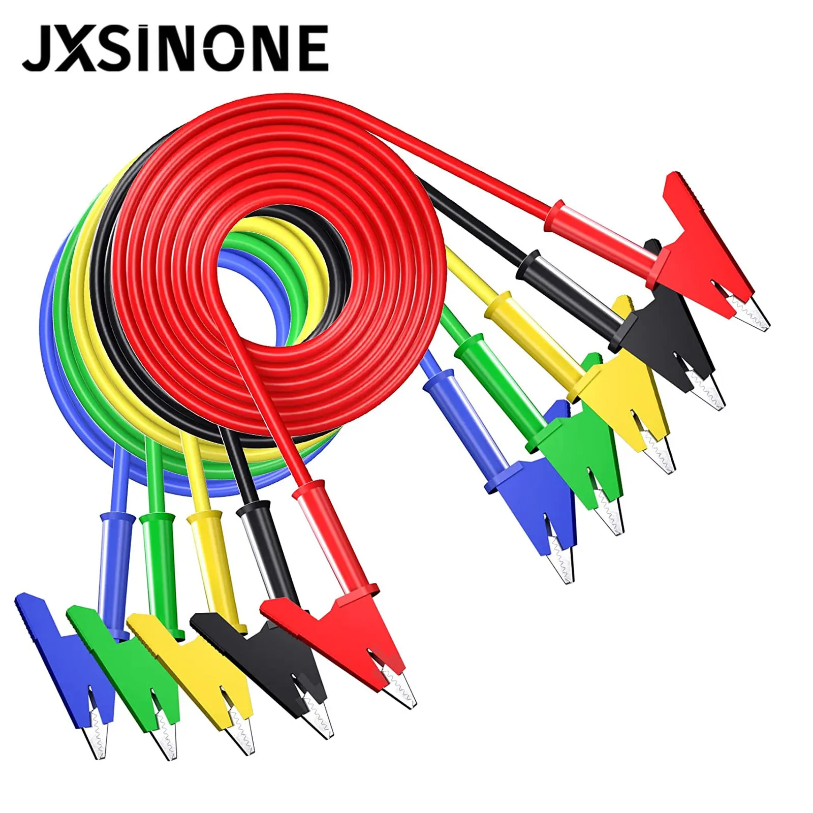 

JXSINONE P1024 5PCS Alligator Clips Test Leads Dual Ended Crocodile Wire Cable with Insulators Clips Test Flexible Copper Cable