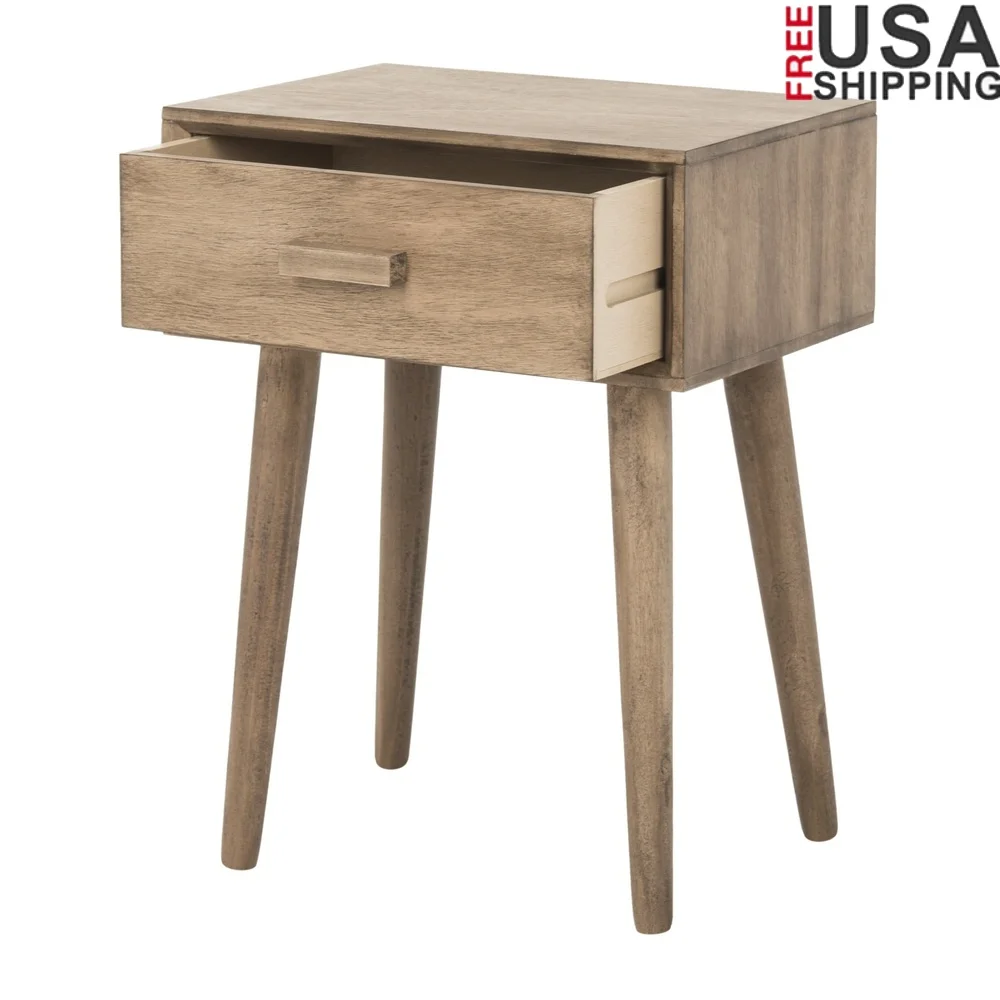 

Casual Glam Accent Table with One Drawer Storage Perfect Living Room Bedroom Easy Assembly Durable Pine Wood