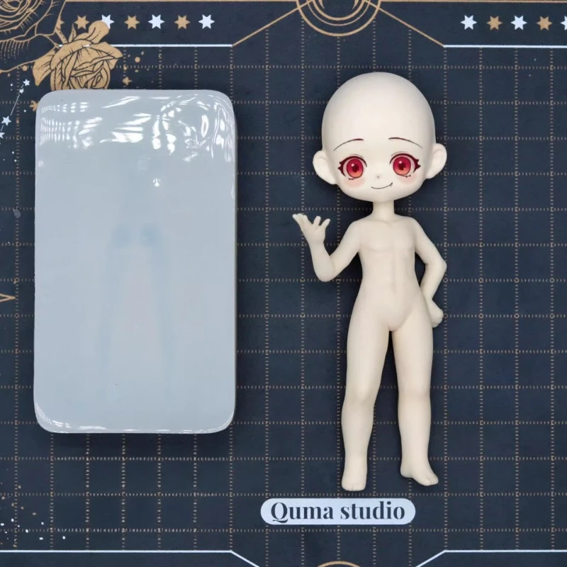 Q Version of Man Body 2 - 4 Head Body Than Silicone Mold DIY manufacture Ultra Light Clay  Animation Cartoon Character Mold