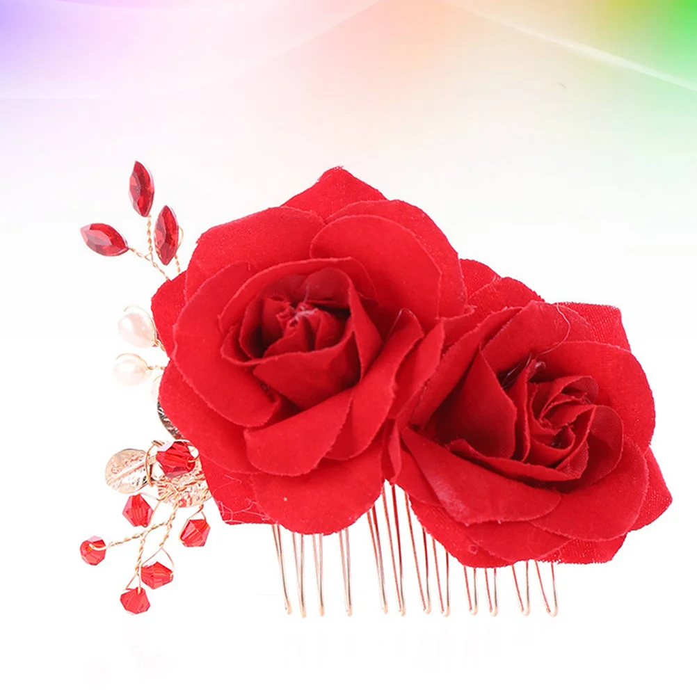 

1pc Rose Flower Hair Comb Delicate Bridal Wedding Headdress Party Prom Elegant Hair Accessory Floral Clip Women Hairpin