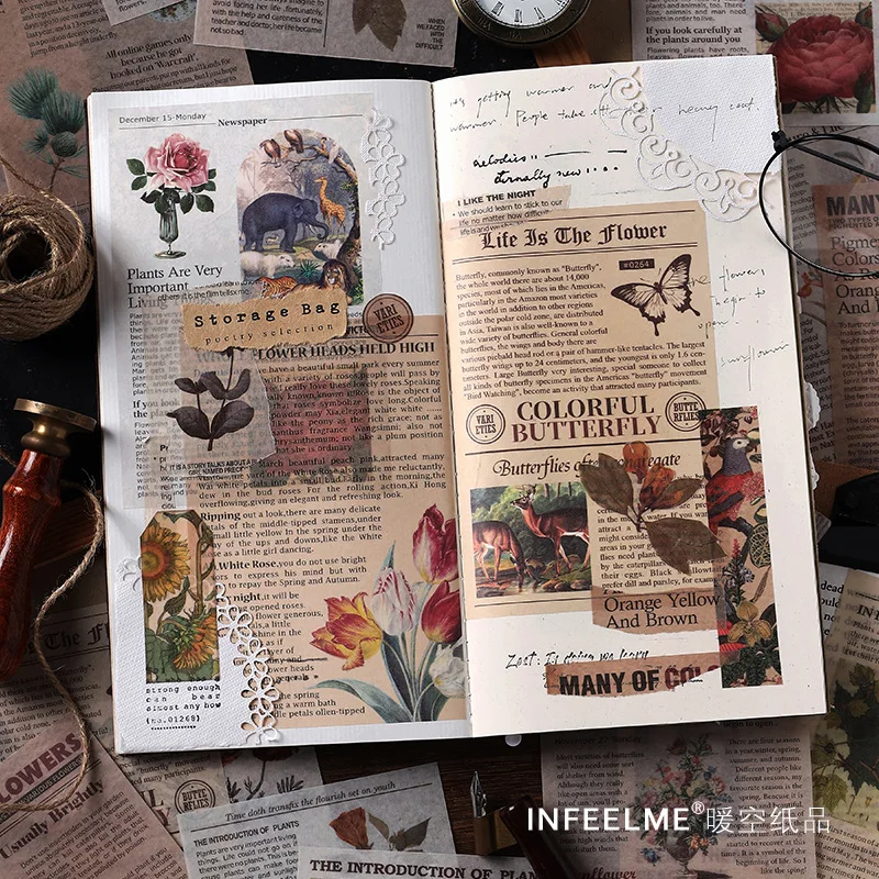 1set Kawaii Stationery Stickers Vintage newsstand Junk Journal Diary Planner Decorative Mobile Sticker Scrapbooking DIY Craft
