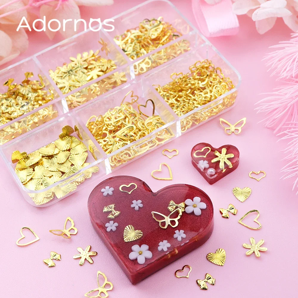 380pcs Luxury Butterfly Love Heart Metal Rivets Resin Keychain Decoration Valentines Day Gift DIY Accessories Resin Mold Filling