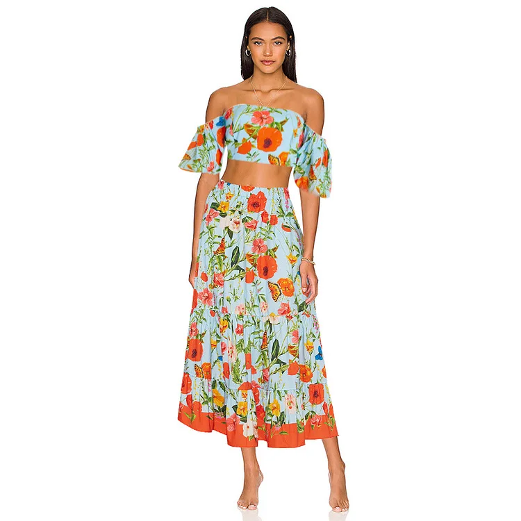 

Beach Vacation Suit, Skirt Bikini, The Shoulder Swimwear, High Waist, Summer Beachwear