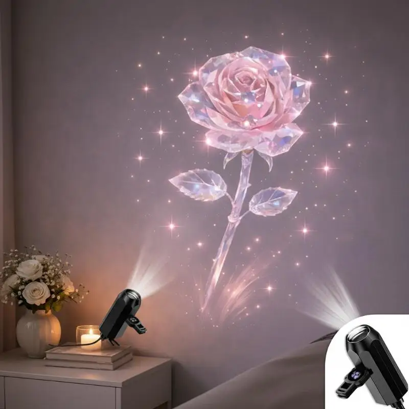 Floral Projector Light 10 Dreamy Patterns LED Ceiling Wall Lamp for Romantic Bedroom Living Room Night Decor