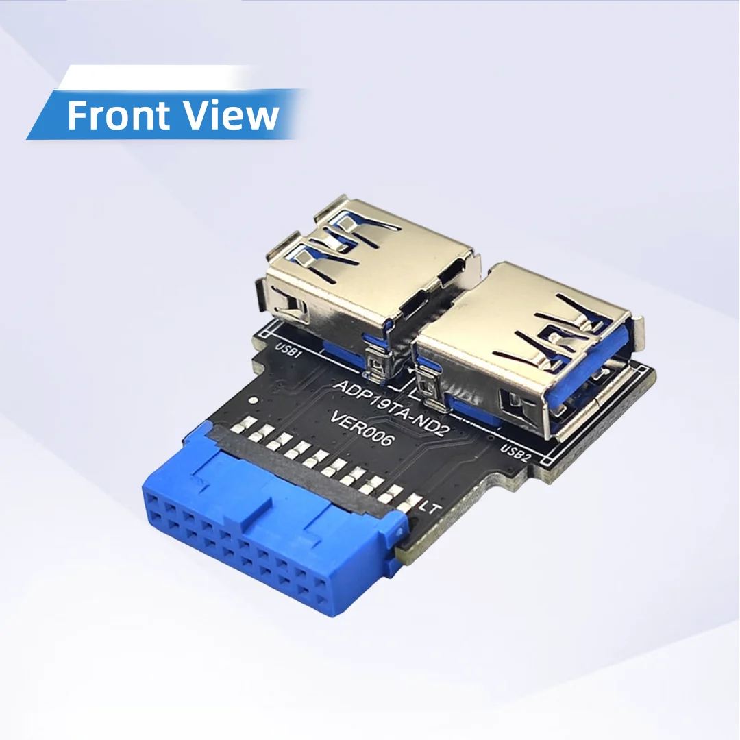 Internal IDC 19P 20P Header to USB3.0 USB-A Female+Type-C Adapter Chassis Built-in Converter for USB Dongle U Key Encryption Dog