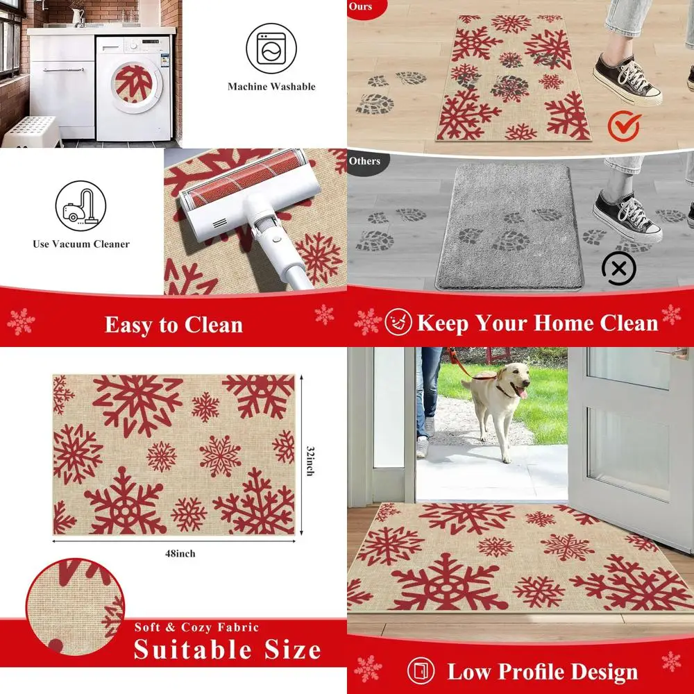 

Anti-Slip Indoor Door Mat, Mud Trapping Low Profile, Soft Washable Christmas Entryway Carpet, 32x48