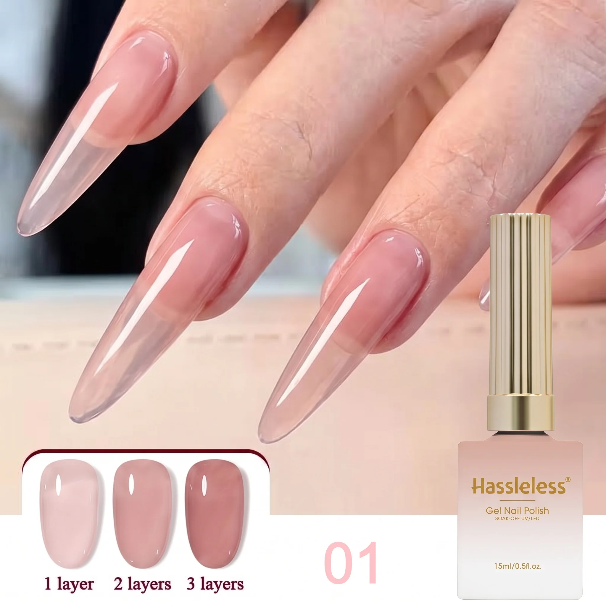 Unkomplizierter transparenter Ice-Jelly-Gel-Nagellack, Einzelflasche für semi-permanente Jelly-Maniküre, klare und feuchtigkeitsspendende Jelly mit semi-transparenter Textur. – Detail 5