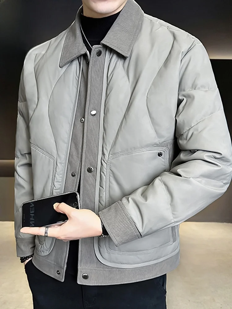 

Men's down Jaet Winter Thiened Warm Loose Collar Du down Coat Casual Sle Youth ular Daily Wear Polyester F...