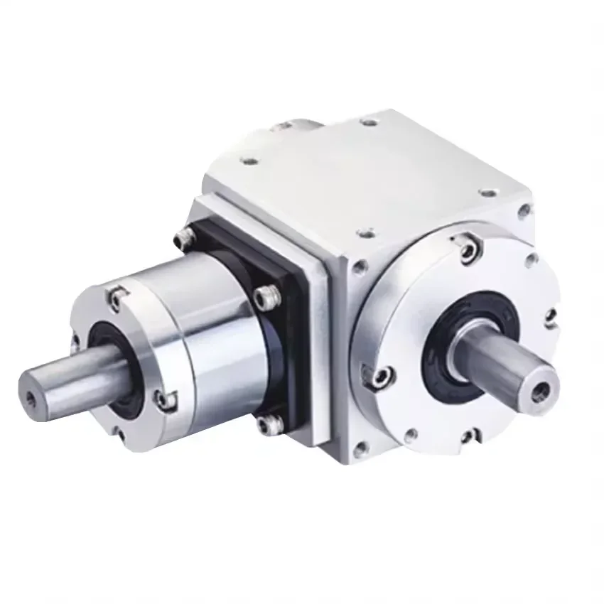 Spiral Bevel Double Output Shaft Steering Gear 90 Degree Right Angle Gearbox For Servo Motor PT105A-2P