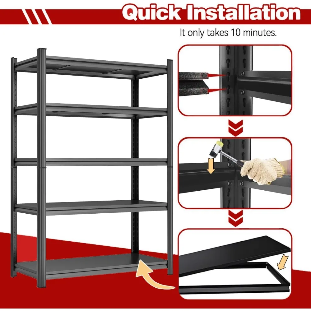 وحدة رفوف جراج فولاذية شديدة التحمل مكونة من 5 طبقات |   سعة 3500 رطل |   المرآب وتخزين الطابق السفلي |   رفوف معدنية من الدرجة الصناعية
