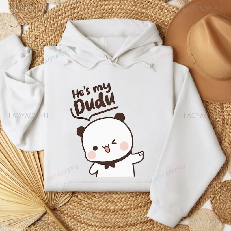 Bubu Dudu Bear Couple Hoodies Matching His & Hers Outfit Pullover Crew Neck Long Sleeve Fashion Soft Comfortable Thermal Hoodie