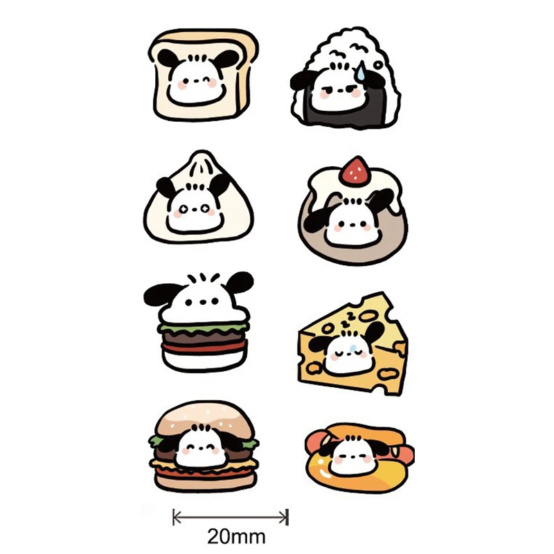 Autocollants mignons de dessin animé Sanurgente Pochacco, décalcomanies pour ordinateur portable, scrapbooking, jouets Kawaii, cadeaux, 1 rouleau