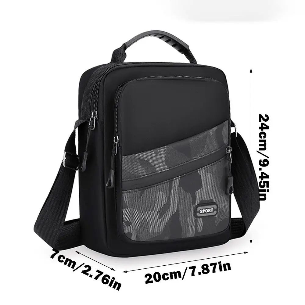 Bolsa transversal de grande capacidade para homens, bolsa impermeável, bolsa de ombro de nylon, moda multicamadas