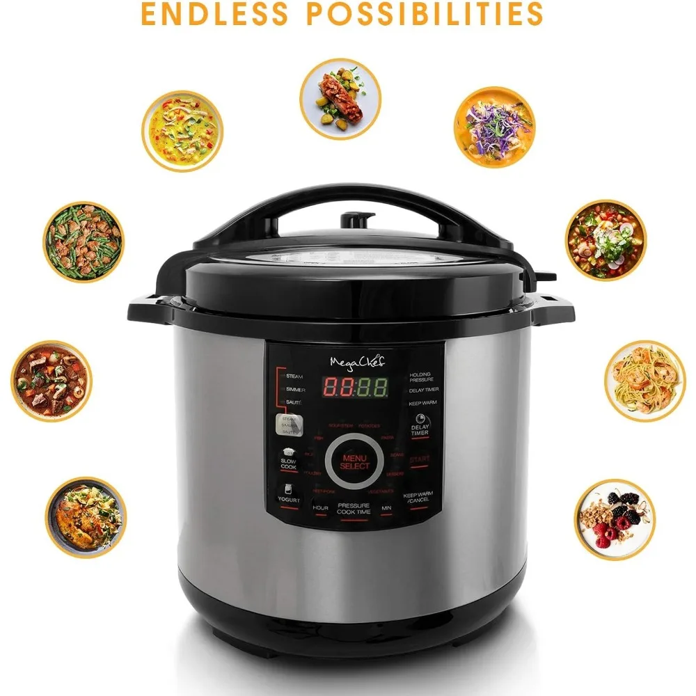 12 Quart Digital Pressure Cooker with 15 Preset Options and Glass Lid,Pre-set Multiple Function Features,Non-stick Pot