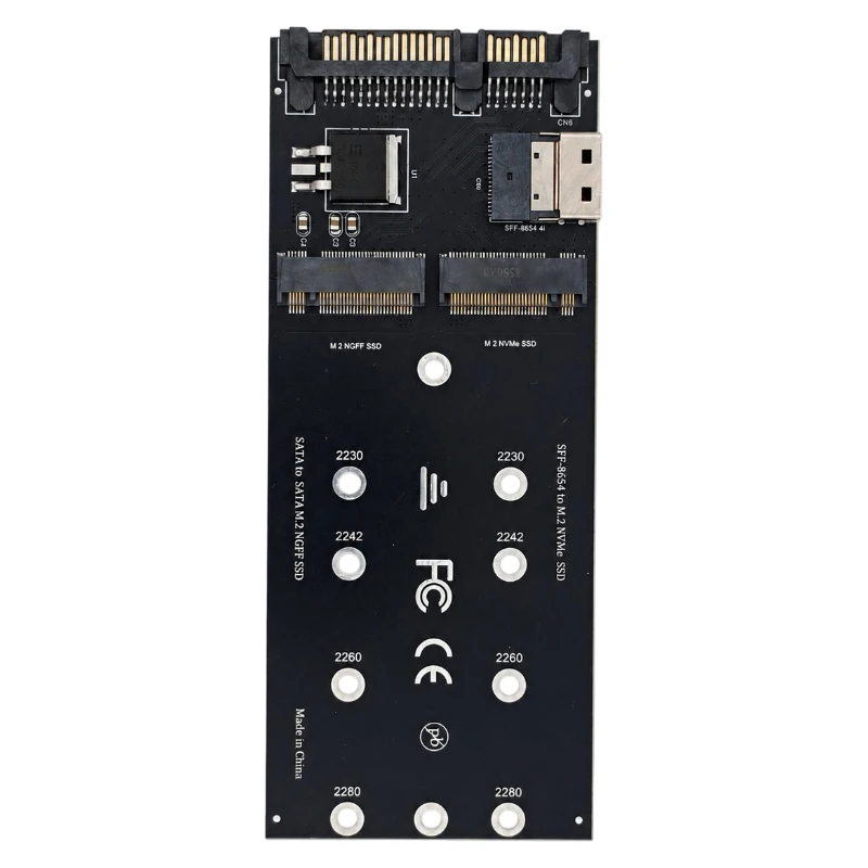 NEW SFF‑8654 4i to Dual M.2 Adapter Card For 2230‑2280 M.2 NVMe SSD + M.2 SATA NGFF SSD Converter Storage For Server Workstation