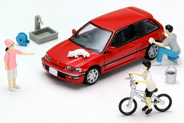 タカラトミー TLV 1:64 カースナップ 021/02b ホンダシビック洗車シーン合金ダイキャストミニチュアシミュレーションモデル、大人のディスプレイ、男の子のおもちゃ